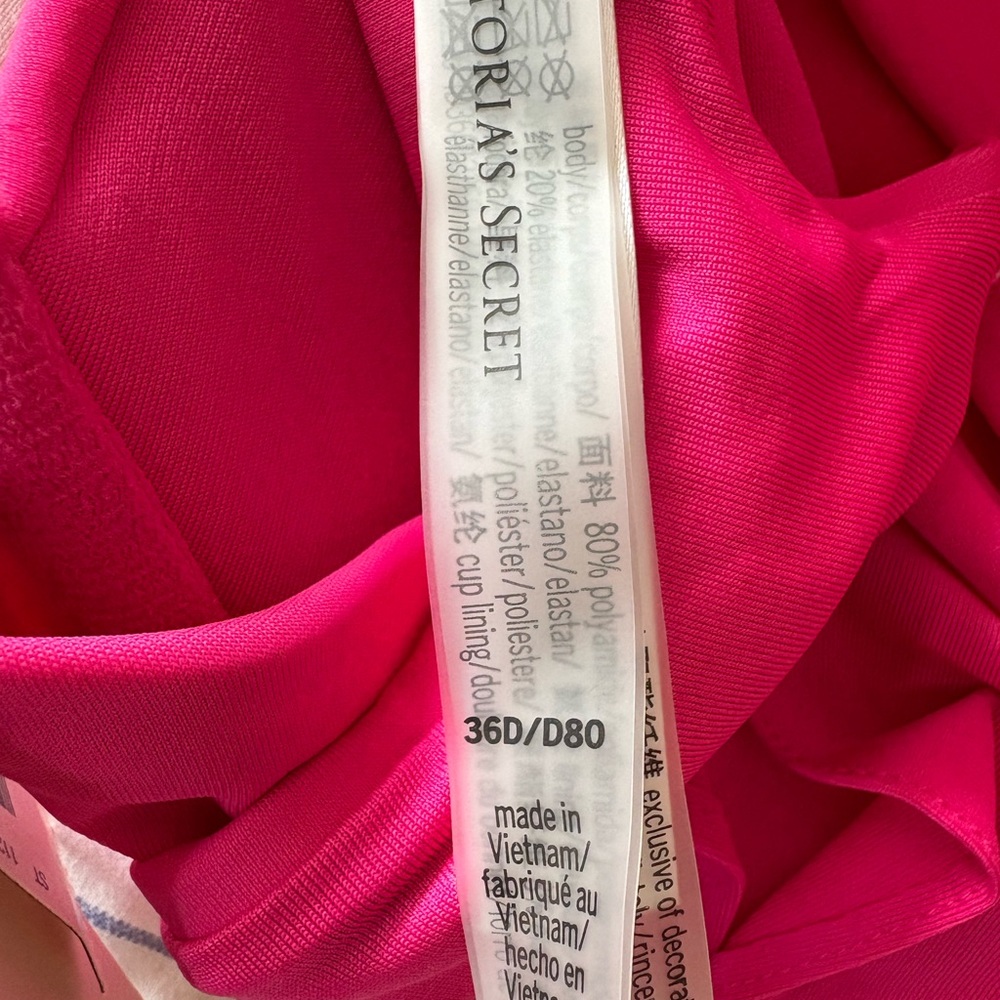 Victoria’s Secret Hot Pink Twist Front Bikini Top Size 36D - Picture 11 of 15